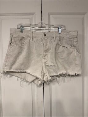 Madewell Cream Frayed Hem Denim Shorts